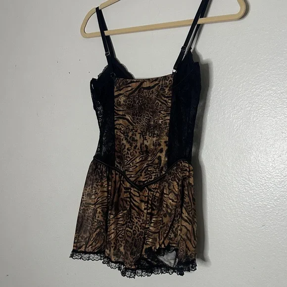 SHEIN Black and Brown Leopard Lace Mini Dress - Picture 2 of 4